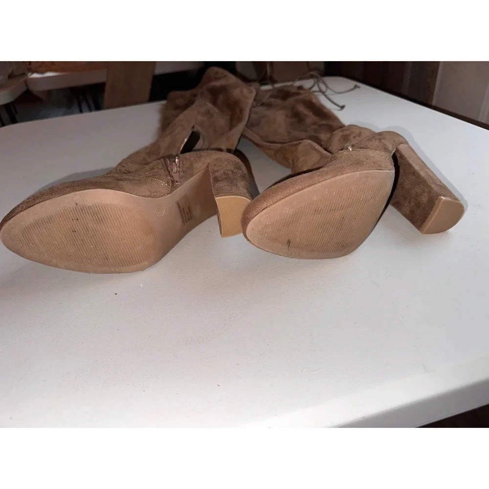 Charlotte Russe Brown Faux Suede Over The Knee Thigh High Block Heel Boot Size 8
